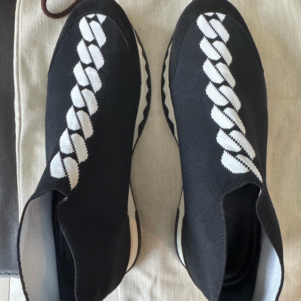 Hermes Mesh Volo Black and White Slip-On Sneakers Size 38